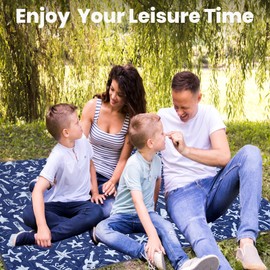 sheelokhwui Waterproof Outdoor Blanket, 79" x 55" Large Packable Picnic Blankets, Foldable Picnic Mat for Park, Lawn, Grass, Beach, Concert (Star and Guitar)