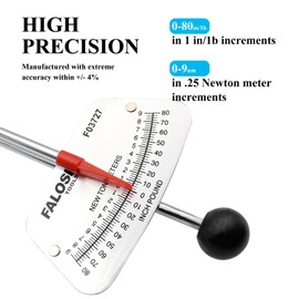 FALOSI 1/4-inch Drive Beam Torque Wrench - 0-80 Inch/Pounds and 0-9 Newton/Meter Torque Wrench - High Visibility Markings for Easy Readings