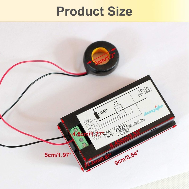 AUTENS AC 100A 80-260V Voltage Ammeter Meter Multimeter with LCD