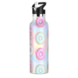 Neihepal - Botellas de agua aisladas de 22 onzas a granel, botellas de agua de acero inoxidable a granel con tapa de popote a prueba de fugas, revesti