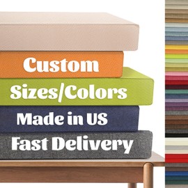 Royal Shade Custom Size Bench Cushion for Indoor/Outdoor Window Seat/Furniture/Chair, Premium 75D High-Resilience Foam Waterproof (Custom Sizes/90+ Colors/Thickness/Samples Available) (1 Inch Thick)