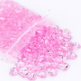 ElE&GANT 1LB(Approx 225Pcs) Pink Acrylic Heart For Table Scatter Decoration or Vase Filler