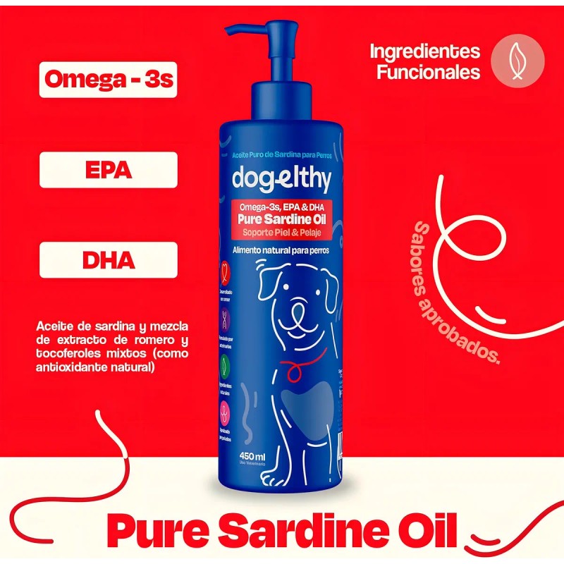 Dogelthy Aceite de Sardina Omega 3 Pack 2x450ml Perro Salud