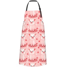 cromcu Pig Apron for Adult,Oxford Fabric Cooking Kitchen Adjustable Waterproof Heat Insulation Aprons with 2 Pockets,Ideal Gift for BBQ,Baking,Housewarming,Gardening Chef,Coffee House,Shop,27x31in