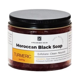 Arganier Noir Moroccan Black Soap with Turmeric + KESSA Glove (Hammam Pack)- Best to Exfoliate and evens skin tone