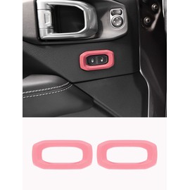 Savadicar Pink Interior Accessories - Door Lock Button Bezel Trim Set for 2018-Present Jeep Wrangler JL JLU 4XE & Gladiator JT - Solid Color Interior Decor Upgrade Option, 2-Piece