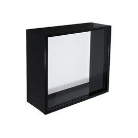 A Shadow Box Display Case 13x13x5'' Picture Frame Memory Wooden Black Box Hanging w Clear Acrylic Slide Cover