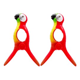 CAVLA 2 Pcs Beach Towel Clips, Lounge Chairs Clips, Parrot Towel Clips for Beach Chairs, Strong Towel Clips for Keep Your Cloth or Towel from Blowing, Cruise Beach Patio, Pool Accessories