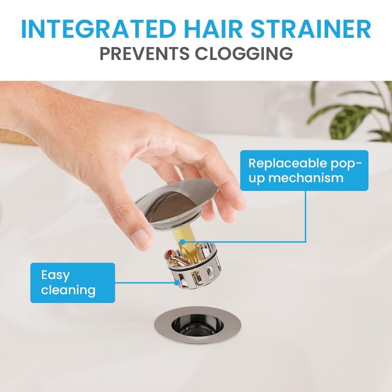 Bächlein Universal Drain Set Without Overflow (Chrome) - Brass Drain