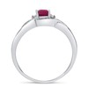 10k White Gold Oval Ruby And Diamond Curve Ring (Size