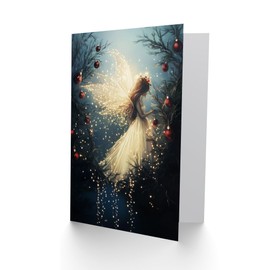 Wee Blue Coo Greeting Card Magical Forest Decorated Tree Fairy String Lights For Child Kids Xmas Christmas Card