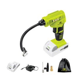 Auto Joe 24V-AJC-MAX Cordless Portable Air Compressor Kit | W/ 1.3-Ah Battery, Nozzle Accessories, and Storage Bag