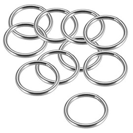 sourcing map 201 Stainless Steel O Ring 40mm(1.57") Outer Diameter 4mm Thickness Strapping Welded Round Rings 10pcs