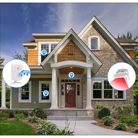 Meichoon Wireless Motion Sensor Alarm Home Security Warning System Doorbell for Front Door Interior Entrance Entrance Letter Box with 1 Sensor and 1 Receiver