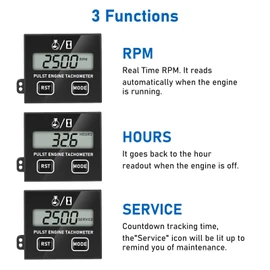 Linkstyle Small Engine Tachometer, Digital Tachometer Tach Gauge Reset Function Equipped with Clip, Inductive Hour Meter for 2 Stroke 4 Stroke Small Engine for Cropper Generator Lawn Mower RV