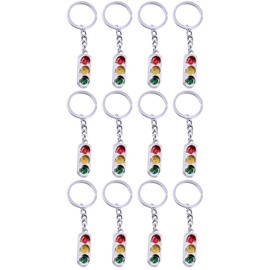 NUOBESTY 12 pcs key chain backpack hanging decoration traffic light key ring Alloy Key kids cars toy pendent keychain kids keychain traffic light keychain miniature child bag pendant Metal