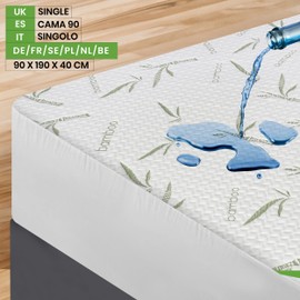 Utopia Bedding Waterproof Viscose Mattress Protector - Bamboo Mattress Cover, Breathable, Fitted Style All Around Elastic (Single - 90x190+40 cm)
