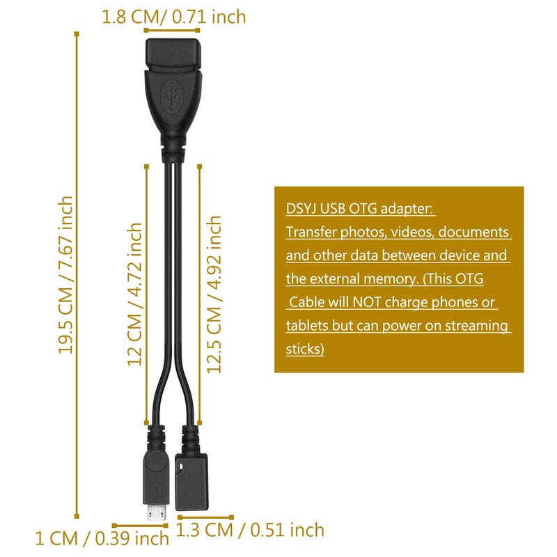 DSYJ DSYJ-D0000101 Micro USB Host OTG Cable with Micro USB