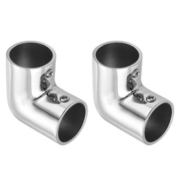 sourcing map 2pcs Boat Handrail Fitting, 2-Way Elbow Pipe Connector Marine Grade 316 Stainless Steel Pipe Fitting Connector 2.6mm for 1inch OD Tube Shelves Display Racks