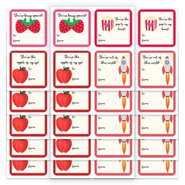 Mobiusea Creation Valentine Gift Tags Labels | 60-Pack | Happy Valentines Day Tags | 2 x 2 inch | 4 Assortments Labels