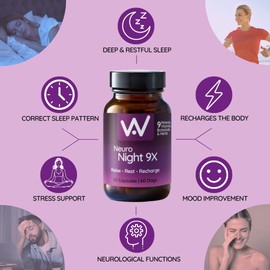 WELL ACTUALLY Neuro Night 9X – Ultimate Sleep & Relaxation Supplement – 60 Capsules