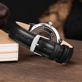 WOCCI 22mm Watch Strap for Men and Women, Genuine Leather - Top Grain Leather, Quick Release, Silver Buckle (Black)