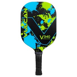 Vulcan | V340 Edgeless Pickleball Paddle | Hybrid Performance | Polypropylene Core - Carbon Fiber Surface | Blue Green Splatter