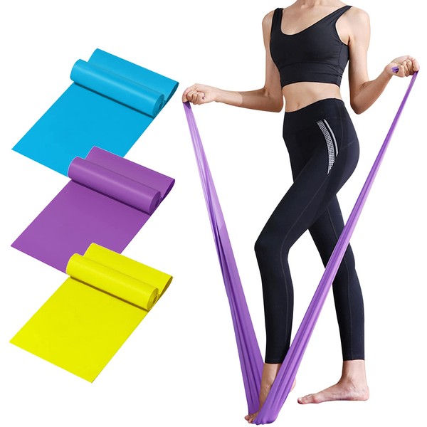 GOAITOU Resistance Bands, Elastic Exercise Bands for Working Out, Physical Therapy, Recovery, Yoga, Pilates, Strength Training (Bule perple Yellow)