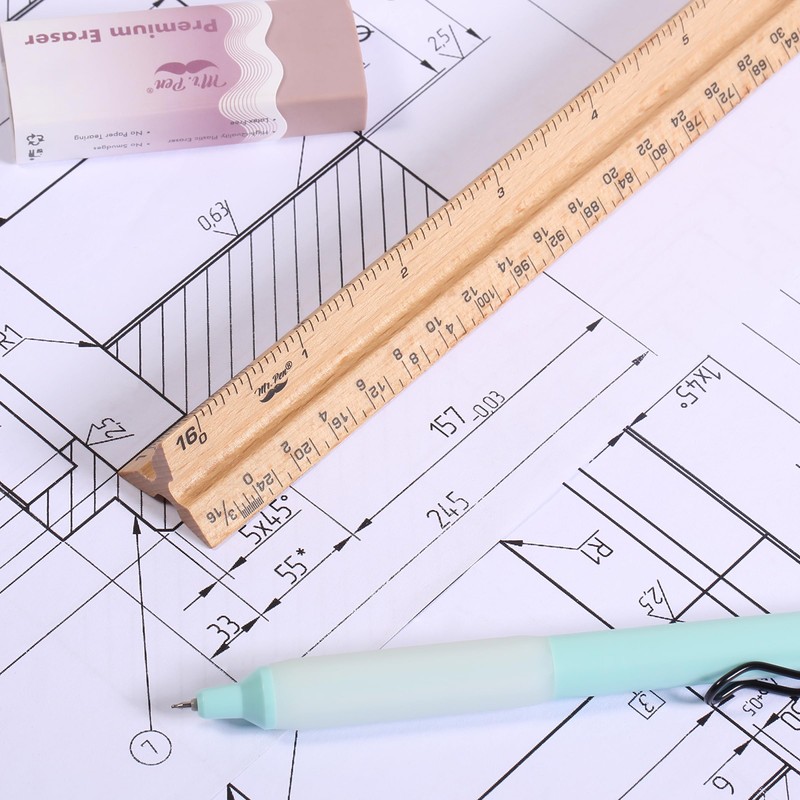 Mr. Pen- Architectural Scale Ruler, 12 Inch, 2 Pack, Wooden