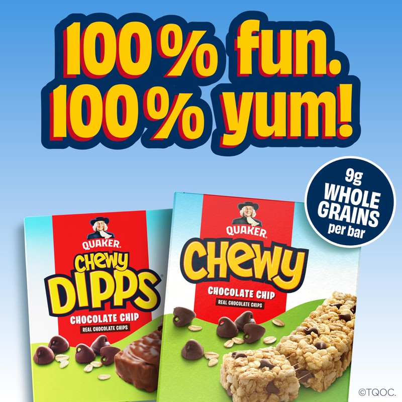 Quaker Chewy Dipps Granola Bars Chocolate Chip, 1.09 oz, 14