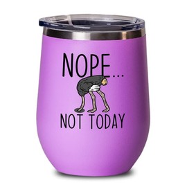 Bird Lover Pink Edition Wine Tumbler 12oz - Nope not Today - Hummingbird Nest Cage Parrot Dad Gardening Outdoor Birdwatcher Feeder