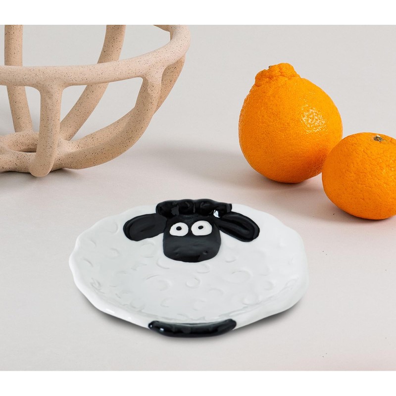 Kawaii Sheep Spoon Rest Ceramic, White Cute Animal Shape Kitchen
