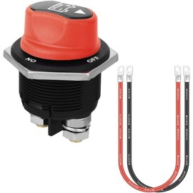Jtron - Interruptor de desconexión de batería para motocicleta, 50 A, interruptor de batería de encendido/apagado, 12 V-50 V, mini con cable de 10 AWG, 50 cm, para barco, caravana, vehículos, yate, autobús (200 A)