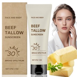 Beef Tallow Sunscreen Balm SPF30,Natural Tallow Sun Cream for Face & Body,Organic Sun Protection for All Skin Types,Lightweight Sun Balm,Hydrating & Water Resistant,Travel-Friendly & Non-Greasy