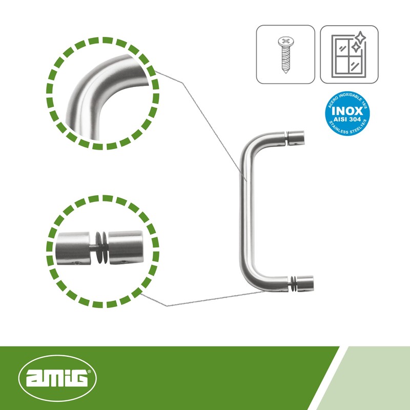 Amig - Handle with Rosette for Mod.7 Stainless Steel 18/8