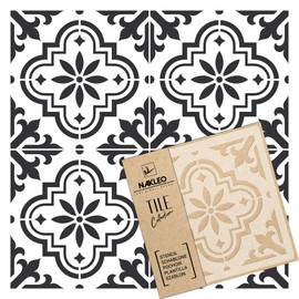 NAKLEO Tile Painting Stencil 20x20 cm, Valetta Spanish Moorish Flower Moroccan, Plastic Reusable Template, Home Decor Craft DIY, Floor Concrete Patio Wall - Terracotta