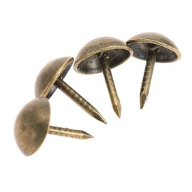 100 Pcs Bronze Round Head Nails Vintage Decorative Tacks Brass Upholstery Snag Thumb Stud Antique Copper Push Pins for Furniture Sofa Chair Wood Case Small Size (Head Dia:1/4", Height:3/8")