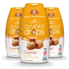 SweetLeaf Sweet Drops - Flavored Stevia Liquid Sweetener, Stevia Extract, Zero Calories, Gluten Free, Keto Friendly, Non GMO, Natural Flavors, Sugar Alternative - Caramel, 1.7 Fl Oz (Pack of 3)