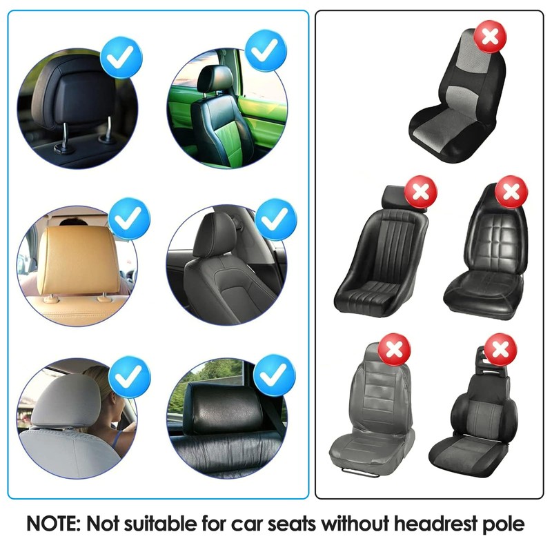4 PCS Car Headrest Covers, Dustproof Washable Car Head Rest
