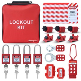 Lockout Tagout Kit for Electrical Loto - Comes with Steel Hasps, Locks, Nylon Hasps, Safety Tags - Carrying Case
