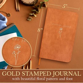 5 Minute Journal, Leather Hardcover Gratitude Journal 2024, Gratitude Journal for Women, Mental Health Journal with Prompts, Daily Gratitude Journal, Daily Affirmation, Motivation, Mindfulness