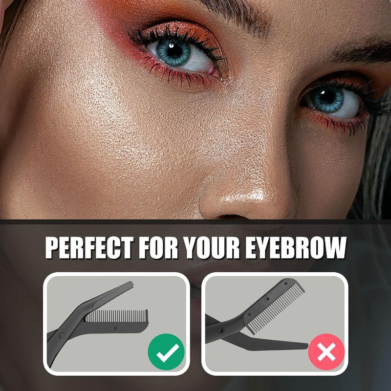 DINNAT Eyebrow Scissors with Comb, Facial Grooming Scissors Kit, Professional