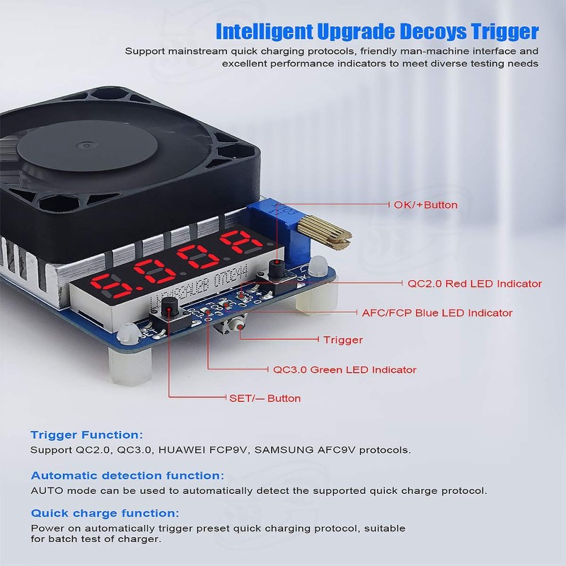DollaTek Electronic Load Tester USB Load Resistor Module Trigger QC2.0