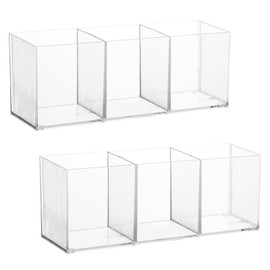 2 Pack Cutlery Storage Organizer, Silverware Caddy with 3 Cavities Clear Silverware Holder Knife Fork and Spoon Organizer Tableware Box for Kitchen Countertop Dining Room Home Office Desk Party Table