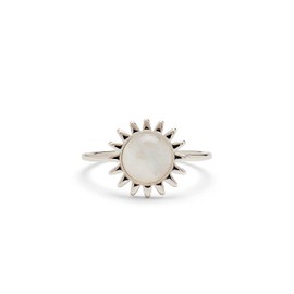 Pura Vida Silver-Plated Sunshine Ring w/Moonstone - Brass Base, Stylish Design - Size 7