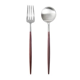 Cutipol GOA Brown/Matte Silver Dessert Fork Spoon Set