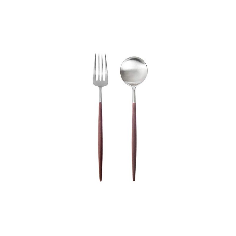 Cutipol GOA Brown/Matte Silver Dessert Fork Spoon Set