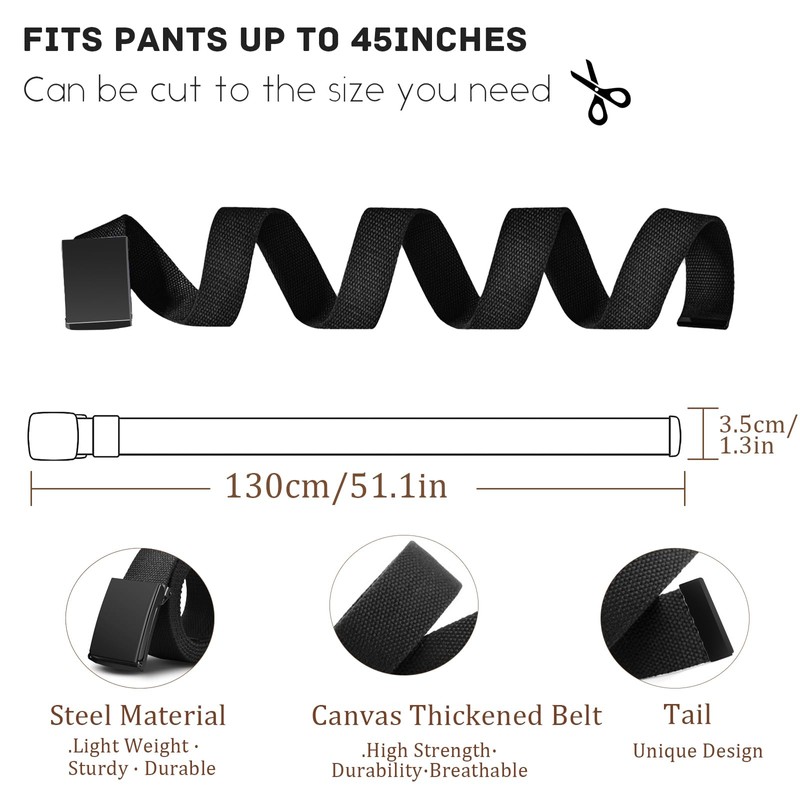 LOCCY Pack of 2 Canvas Belts, Canvas Unisex Belt, Canvas