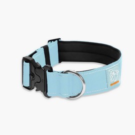 DF Co. Tactical Dog Collar | Comfortable & Secure with Quick Release Clip Buckle and Heavy Duty D-Ring | Soft Padded Neoprene, Chafe Resistant, Night-Time Visibility | Sky Blue, Size XS/XXS
