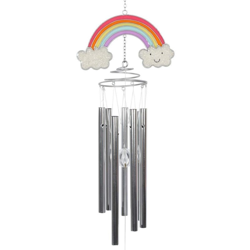 Jones Home and Gift UO_48327 Rainbow Windchime | 1pc, Silver